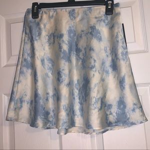 No Boundaries A Line Blue and White Tie Dye Mini Skirt